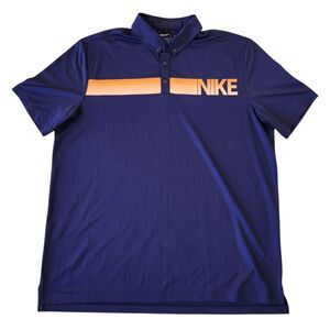 Nike Golf Sport Shirt Size‎ XXL Dark Blue Graphic Polo Button Down Collar